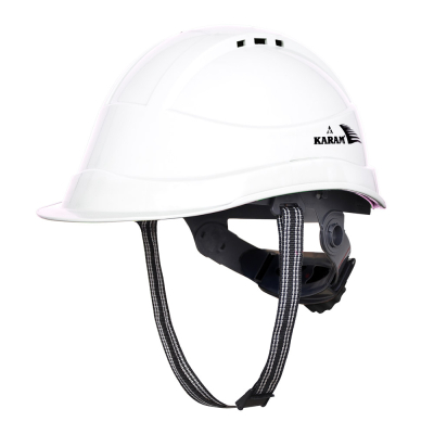 Safety Helmet with Protective Peak with Ratchet Type Adjustment and Ventilators 